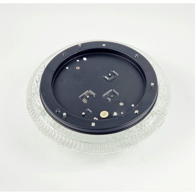 Metal Mid-Century Art Deco Geometric Transparent Glass Flush Mount from Limburg, Germany, 1970s For Sale - Image 7 of 10