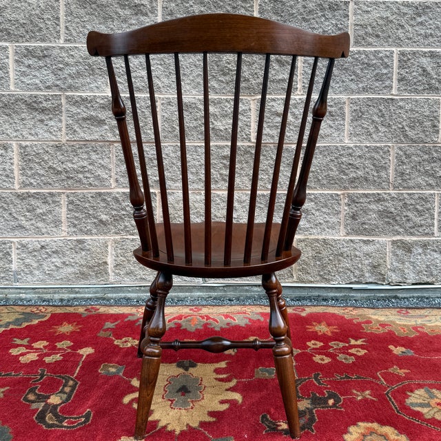 Wood Vintage Nichols & Stone American Traditional Solid Cherry Comb Back Windsor Dining Chair / Desk Chair For Sale - Image 7 of 15