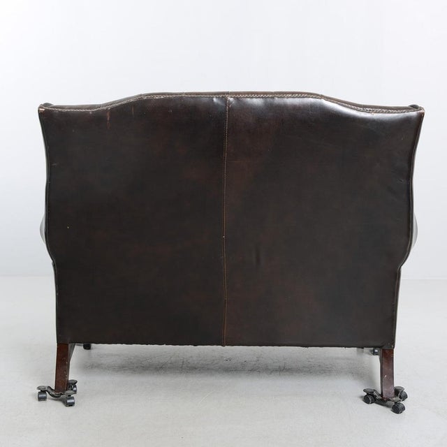 Vintage English-Style Leather Sofa, 1940s For Sale - Image 9 of 14