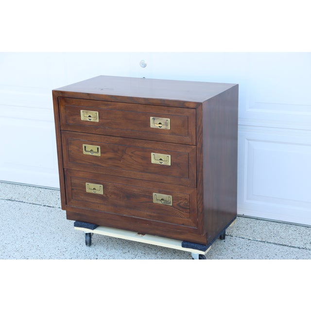 Wood 1970s Henredon Small Three Drawer Campaign Style Dresser For Sale - Image 7 of 16