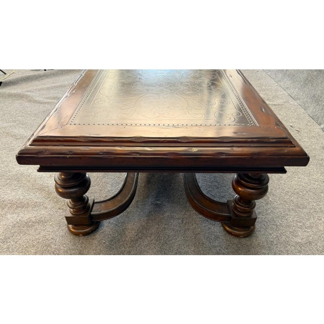Wood Bernhardt Coffee Table With Decorated Top and Wooden Base For Sale - Image 7 of 14