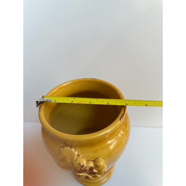Vintage Arte Italica Ceramic "Sole Mustard" Collection 10" Tall Yellow Jar With Lid Grapes Leaves Design Made in Italy For Sale - Image 12 of 13