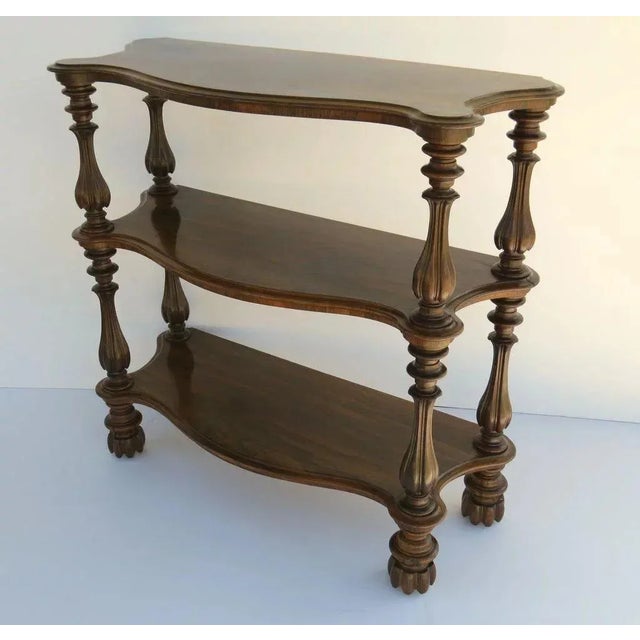 English Regency Rosewood Etegere Melon Ribbed Feet Shelves Bookcase Display For Sale In Denver - Image 6 of 10