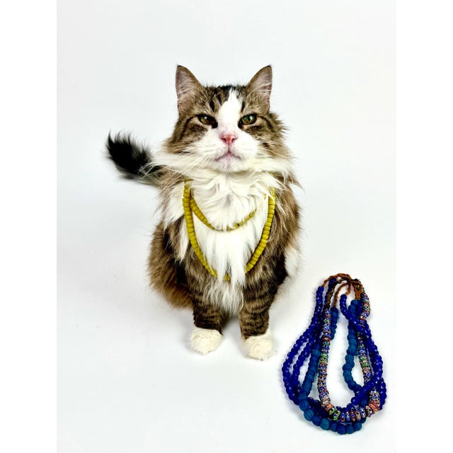 Late 20th Century Antique European Glass and Chevron Trade Bead Necklaces For Sale - Image 5 of 5