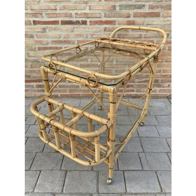 Mid-Century Bamboo Garden Tea Cart, 1950s For Sale - Image 6 of 14