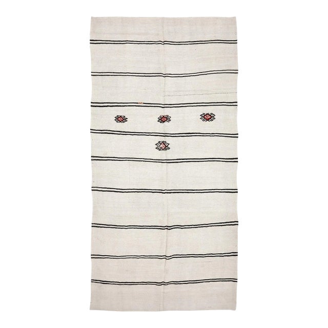 Mid 20th Century Striped Vintage Hemp Kilim Rug For Sale