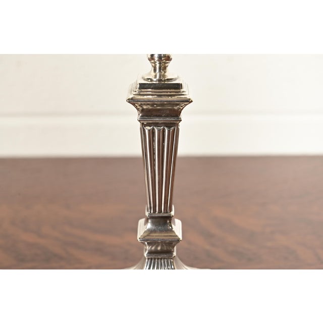 Metal Tiffany & Co. Antique Neoclassical Silverplate Candlesticks, Pair For Sale - Image 7 of 12
