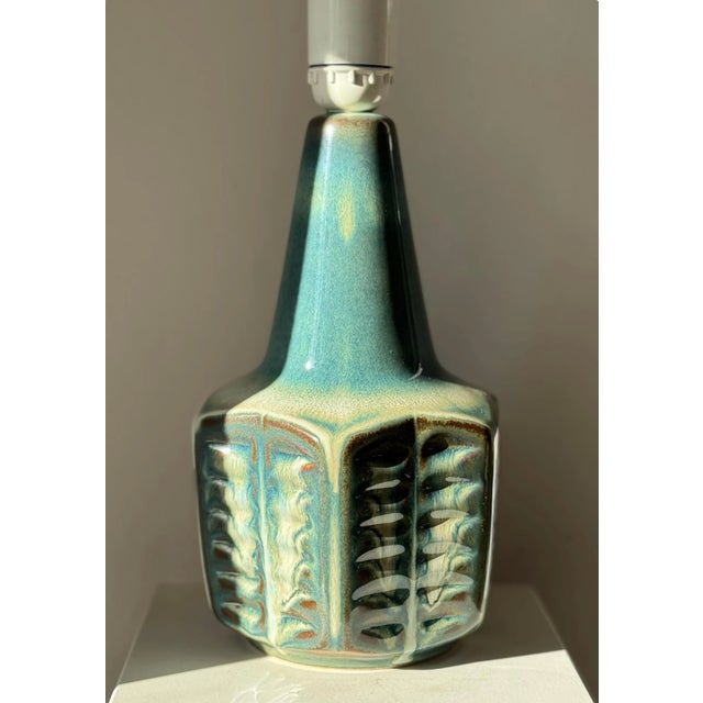 Søholm table lamp, lamp foot by danish ceramist einar johansen in the 1960s. Hexagonal, star shaped body with fantastic...
