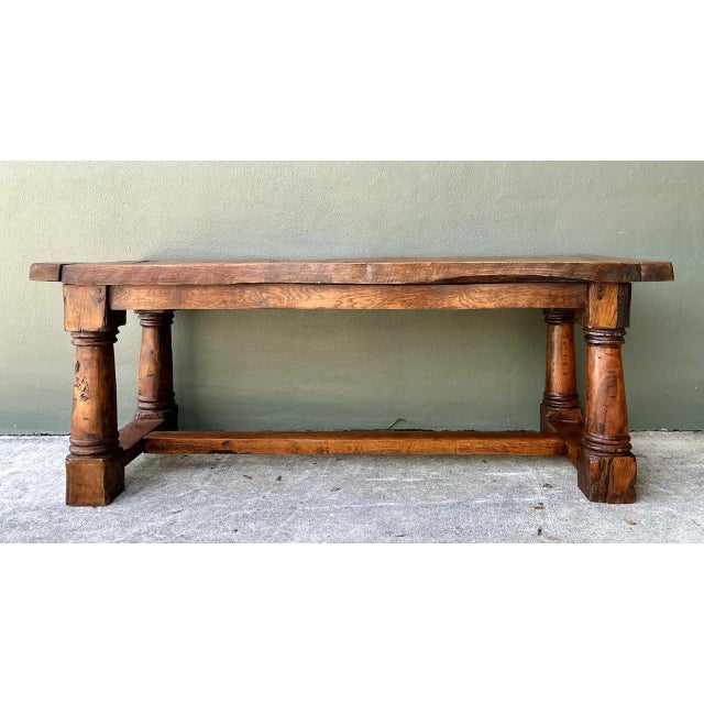 Farmhouse Vintage Belgian Solid Wood Trestle Table For Sale - Image 3 of 12