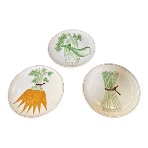 Vintage ITalian Majolica Ceramic Vegetable Salad Plates 8”-Set of 3