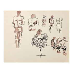 Ron Yrabedra Bathers Watercolor