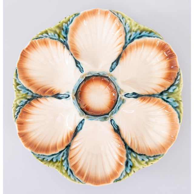 Ceramic Antique French Sarreguemines Majolica Oyster Plate, Circa 1870 For Sale - Image 7 of 7