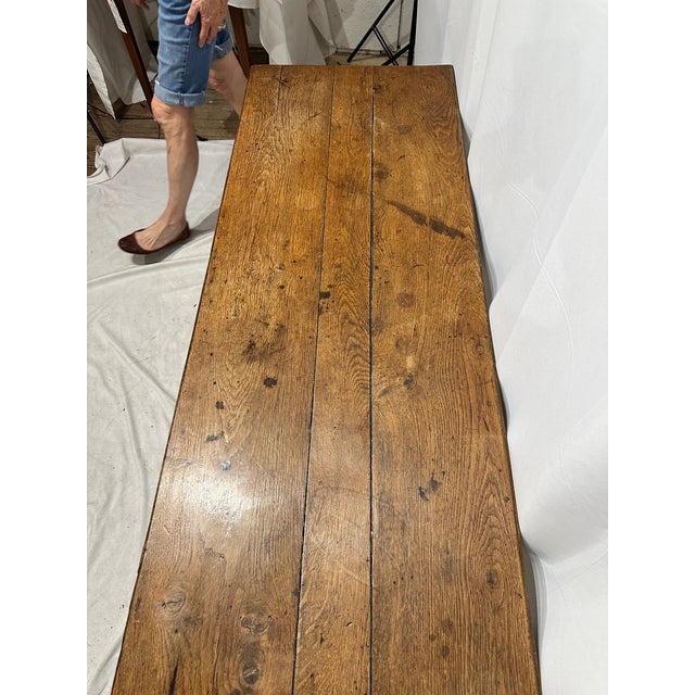 Antique Hand Cut Rustic Farm Work Table Console For Sale In Raleigh - Image 6 of 9