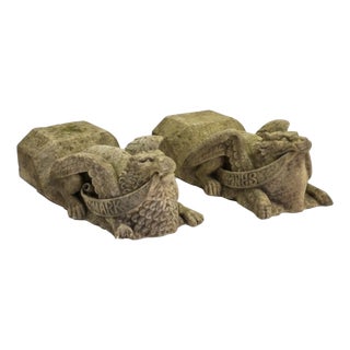 Victorian Gothic Revival Limestone Corbels, Tetramorph Lion & Ox, Harrogate, 1870, Set of 2 For Sale