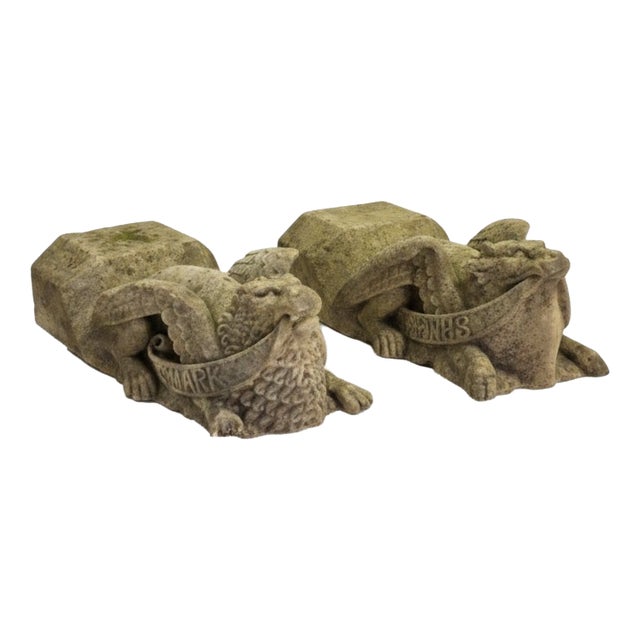 Victorian Gothic Revival Limestone Corbels, Tetramorph Lion & Ox, Harrogate, 1870, Set of 2 For Sale