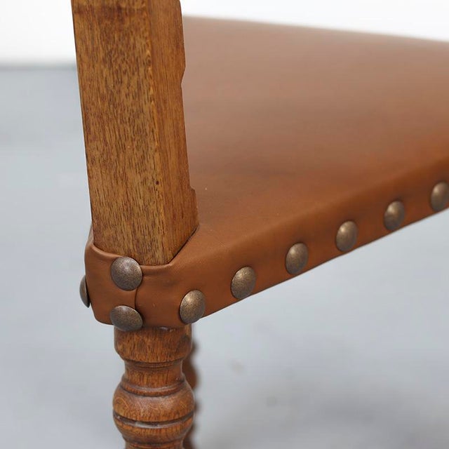 Antique Decorative Hall Chair in Oak, 1890s For Sale - Image 3 of 9