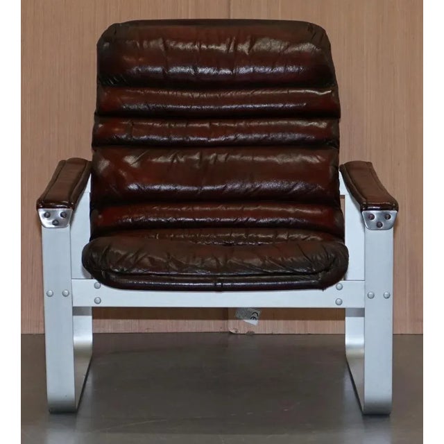 Brown Leather and Chrome Sofa Suite by Aarnio Pulkka Ilmari Lapland, 1960s, Set of 3 For Sale - Image 4 of 18