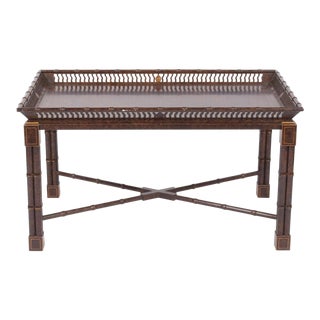 20th C Mario Buatta for John Widdicomb Faux Bamboo Burl Coffee Table For Sale