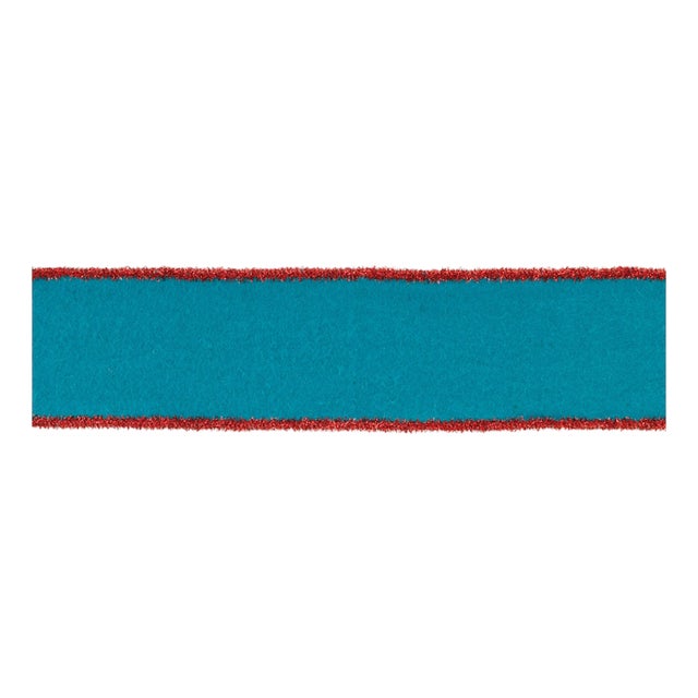 Blue Wool andRed Wired Ribbon (Set of 2) For Sale