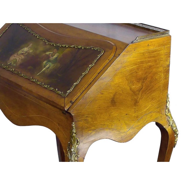 Antique Edwardian French Secretaire with Hand Painted Facade by Henri Martin, 1890s For Sale - Image 10 of 11