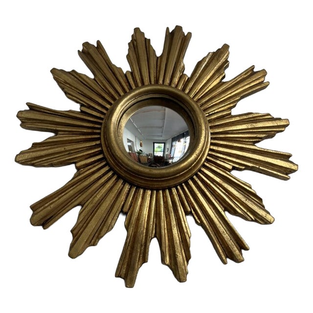 Mid-Century Sunburst Convex Mirror, 1960s For Sale