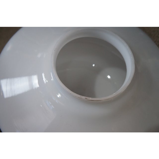 Vintage Brass Milk Glass Schoolhouse Hanging Pendant Swag Light Chandelier For Sale - Image 12 of 12