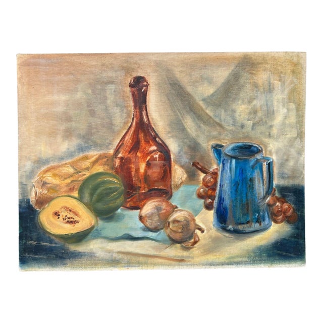 Vintage Kitchen Still Life Acrylic Painting on Canvas For Sale
