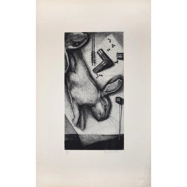 Still Life with Rabbit - Original Etching by J.-M. Estébe - Second Half of 1900 For Sale - Image 3 of 3