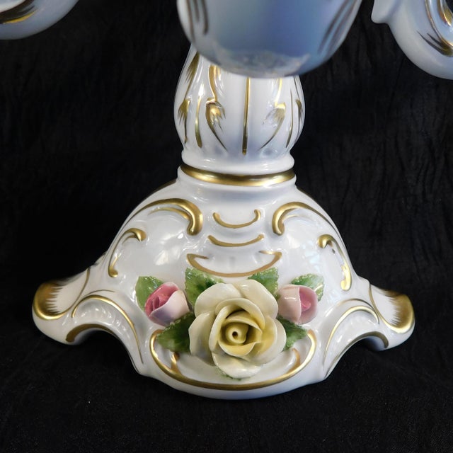 Alboth and Kaiser Five Candle Candelabra With Dimensional Flowers For Sale - Image 4 of 9
