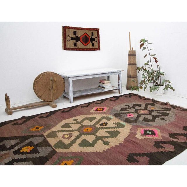 Vintage Turkish Kars Kilim Rug For Sale In Los Angeles - Image 6 of 7