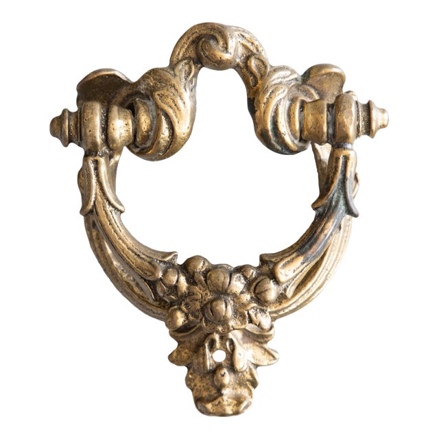 Antique Art Nouveau French Gilt Bronze Floral Door Knocker For Sale