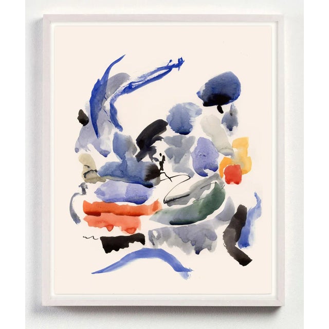 From M Frohman's "Blue Notes" series of abstract fine art prints. Painterly washes and inky strokes create a composition...