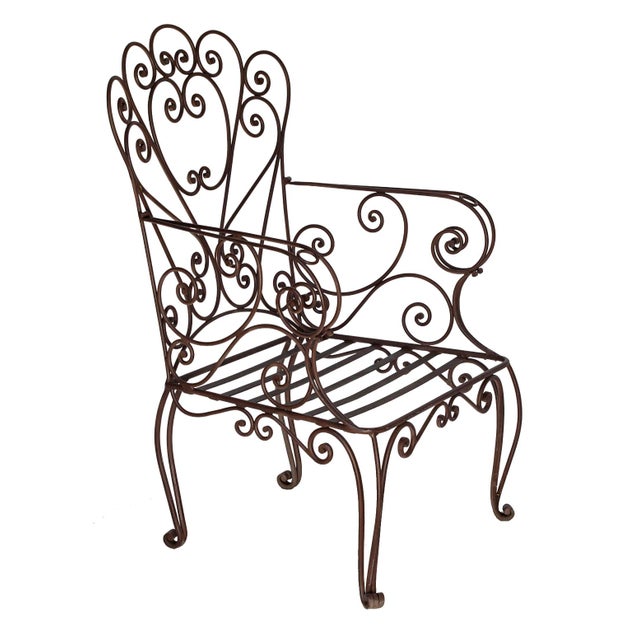 French Vintage Wrought Iron Garden Chairs, Set/3 For Sale - Image 3 of 12