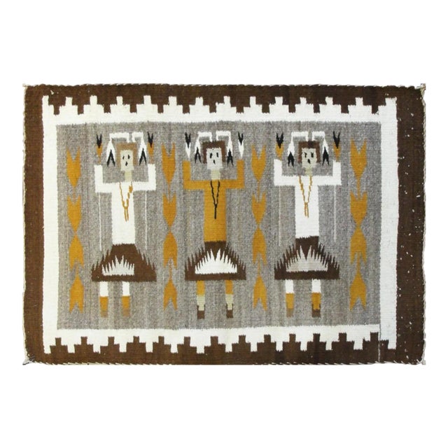Early 20th Century Navajo Style Three Figure Yei Rug-1'9" X 2'4" For Sale