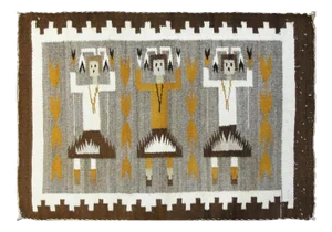 Early 20th Century Navajo Style Three Figure Yei Rug-1'9" X 2'4"