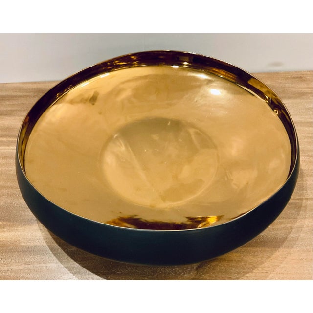 Modern Modern Matte Black and Gold Low Bowl For Sale - Image 3 of 3