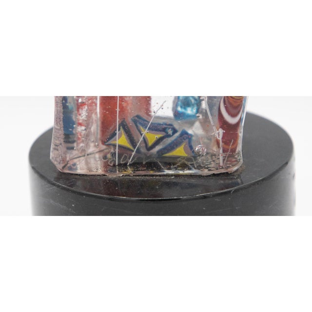 Red Late 20th Century Susan Gott Abstract Studio Art Glass Sculpture on Ebonized Base 19" For Sale - Image 8 of 9
