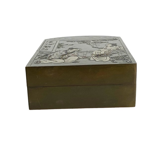 Old Chinoiserie Bronze Ink Box 6.25" H For Sale - Image 9 of 10