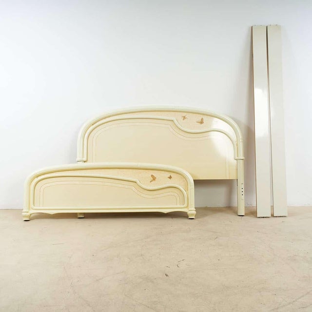 Wood Vintage White Lacquered Bed For Sale - Image 7 of 7