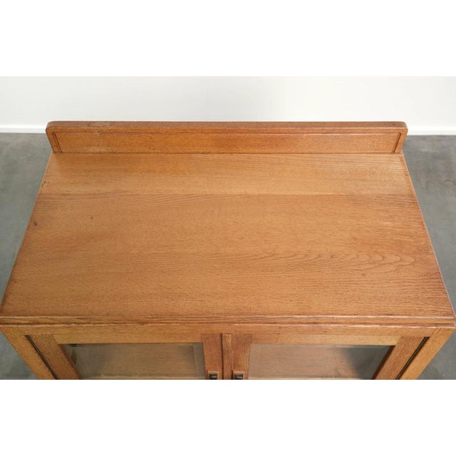 Wood Art Deco Amsterdam School Dutch Oak Cabinet with Glass Doors For Sale - Image 7 of 13