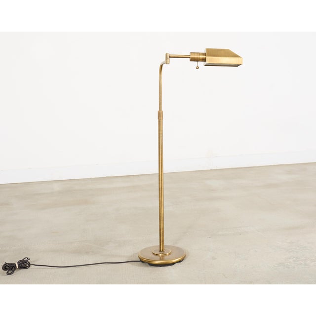 Late 20th Century Late 20th Century Casella Style Bronzed Swing Arm Pharmacy Floor Lamp For Sale - Image 5 of 17