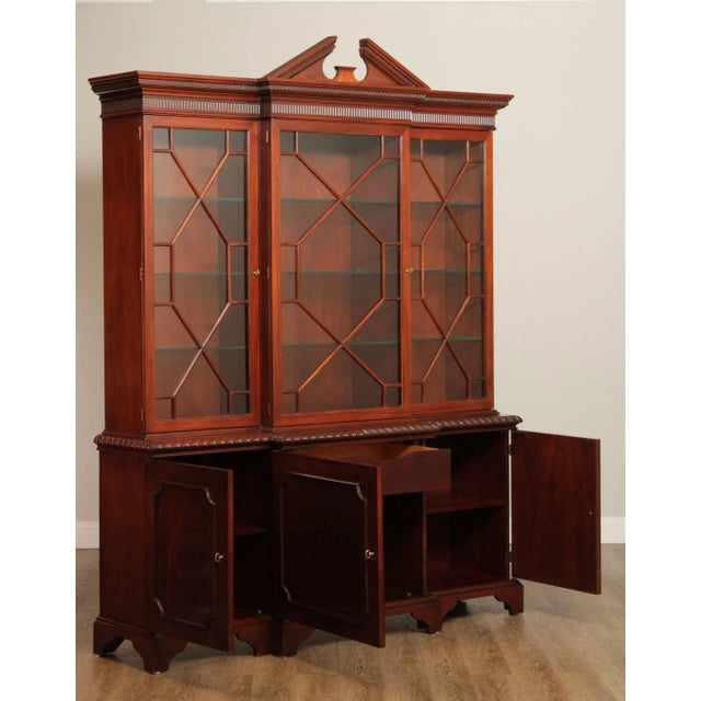 Baker Furniture Company Baker Furniture Historic Charleston Mahogany Breakfront Bookcase China Cabinet For Sale - Image 4 of 13