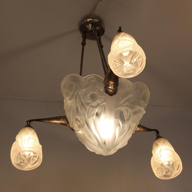Art Deco French Pendant Lamp by David Gueron for Verrerie Dart Degué, 1920s For Sale - Image 15 of 18