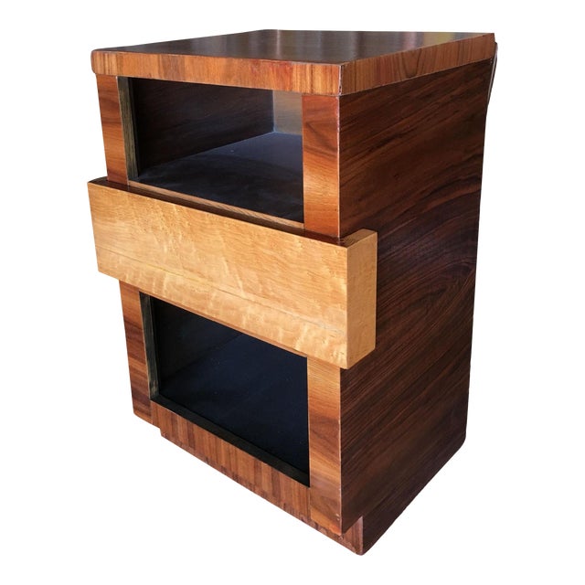 1940s Eliel Saarinen Inspired Streamline Moderne Bedside Table For Sale