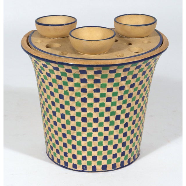 Regency Geometry: A Pair of Diced Caneware Bough Pots For Sale - Image 4 of 12
