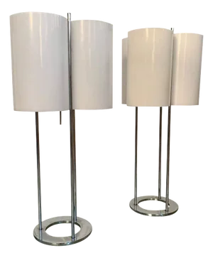 Table Lamps with Chromed Tubular and Methacrylate attributed to Paul Mayen for Habitat, 1970s, Set of 2