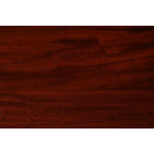 Wood Regency Style Banded Mahogany Double Pedestal Dining Table With 2 Leaves For Sale - Image 7 of 18