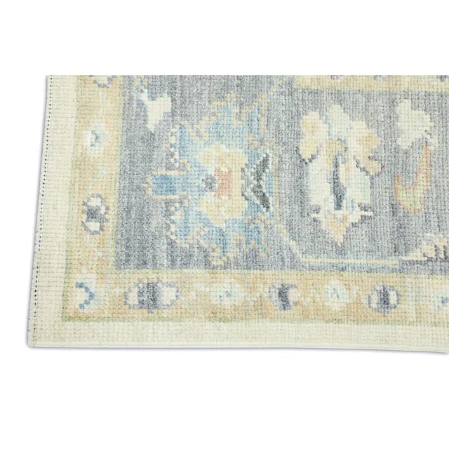 Turkish Oushak Rug Modern Gray, Multicolor, Handwoven Rug 5'1" x 6'1" This exquisite modern Turkish Oushak rug is a...