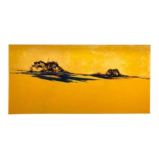 Sunshine Again, Horizontal Yellow Abstract Landscape Painting, Oil on Canvas. 2015 For Sale
