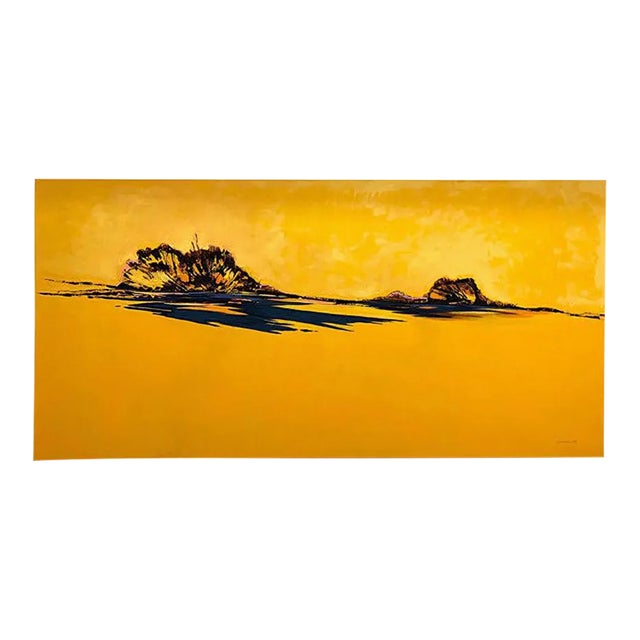 Sunshine Again, Horizontal Yellow Abstract Landscape Painting, Oil on Canvas. 2015 For Sale